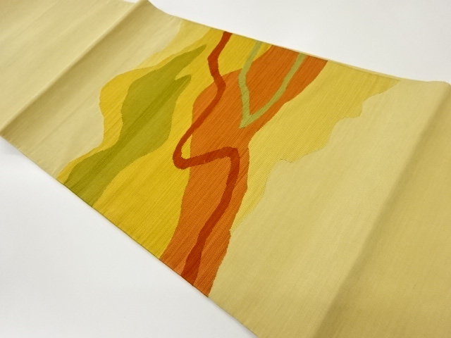 リサイクル　綴れ抽象模様織出し名古屋帯